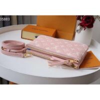 Louis Vuitton Double Zip Pochette Pink Monogram Empreinte Embossed Supple Grained Cowhide (3)