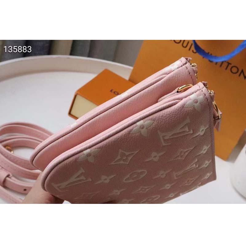 Double zip leather crossbody bag Louis Vuitton Pink in Leather - 29479143