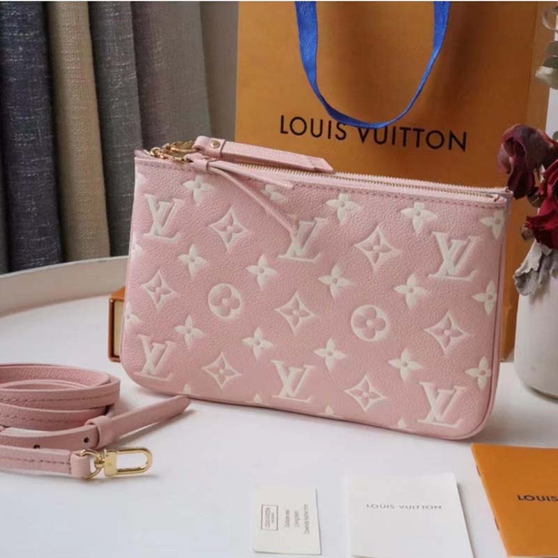 Louis Vuitton Double Zip Pochette Monogram Empreinte Candy Pink