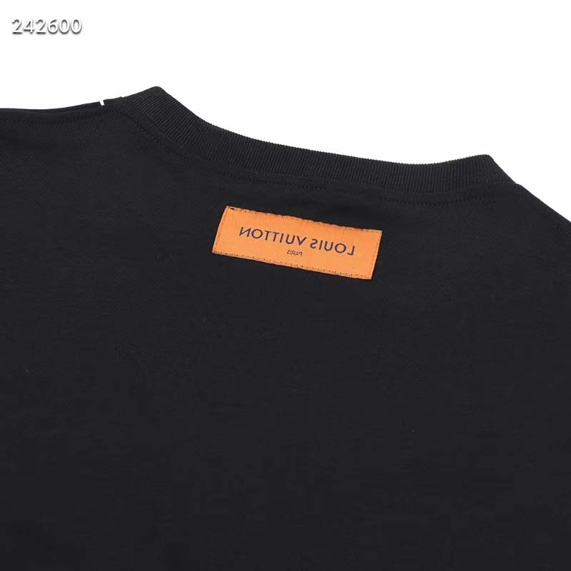 Louis Vuitton 1ABYKP Bead-Embroidered Cotton T-Shirt , Black, 4L