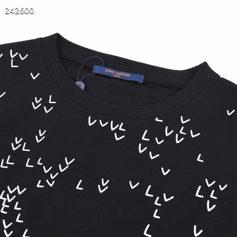Men's Lv Spread Embroidery Logo T-Shirt Black Size S – Label Source