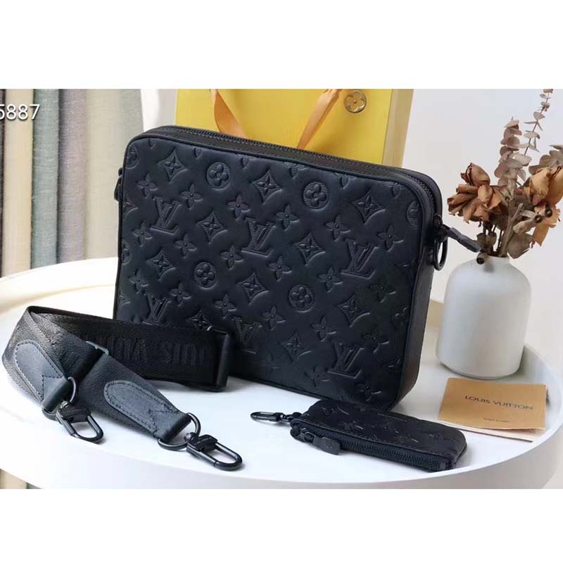 Louis Vuitton Duo Messenger Bag Black Monogram-Embossed Calf