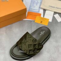 Louis Vuitton LV Unisex Pool Pillow Flat Comfort Mule Khaki Green Monogram (7)