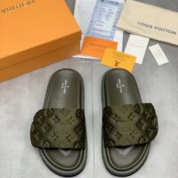 Louis Vuitton LV Unisex Pool Pillow Flat Comfort Mule Khaki Green Monogram (7)