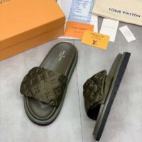 Louis Vuitton LV Unisex Pool Pillow Flat Comfort Mule Khaki Green Monogram (7)