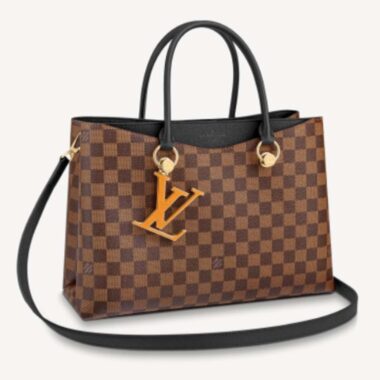 Louis Vuitton LV Unisex Riverside Tote Black Brown Damier Ebene Coated Canvas