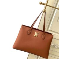 Louis Vuitton LV Women Lockme Shopper Chataigne Brown Grained Calf Leather (1)