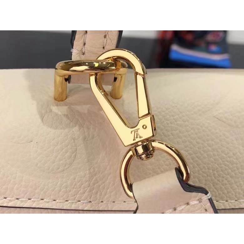 Louis Vuitton LV Women Madeleine BB Handbag Black Beige Embossed
