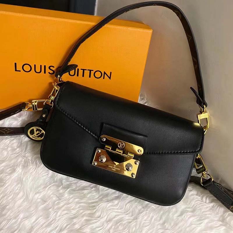 Louis Vuitton Swing Handbag Leather Black 2192901