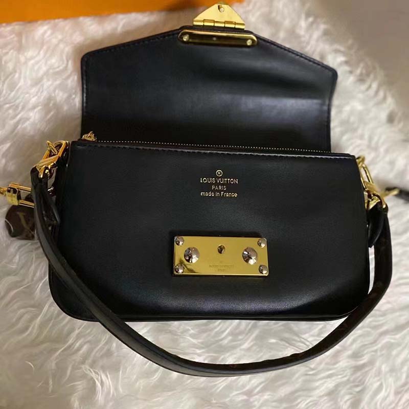 Louis Vuitton Swing Handbag Leather Black 2192901