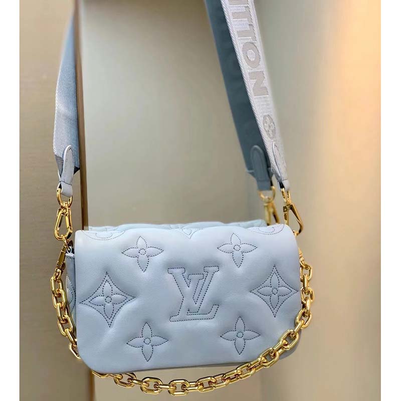 Louis Vuitton Bleu Glacier Bubblegram Wallet On Strap