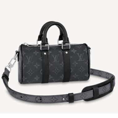 Louis Vuitton Unisex Keepall XS Monogram Eclipse Reverse Coated Canvas Cowhide