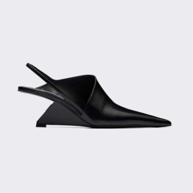 Prada Women Brushed Leather Slingback Pumps in 65mm Heel Height-Black