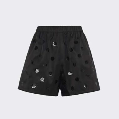 Prada Women Re-Nylon Sequin Shorts-Black