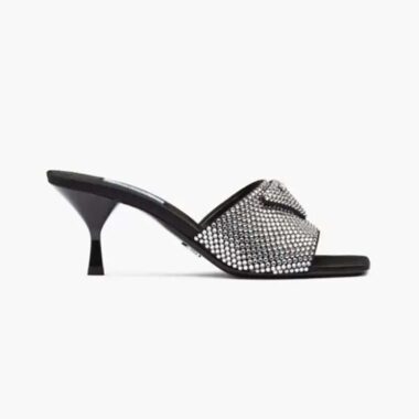 Prada Women Satin Sandals with Crystals-Silver