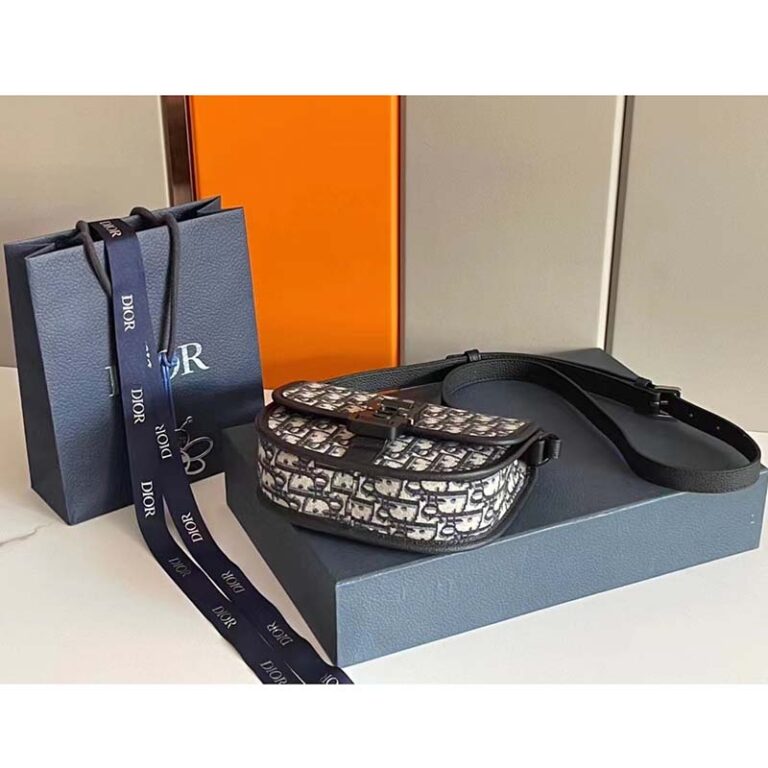 Dior Unisex CD Gallop Messenger Bag Beige Black Oblique Jacquard ...