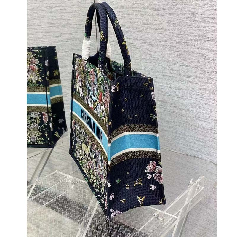 3D model Dior Bag Small Book Tote Blue Dots Embroidery VR / AR / low-poly