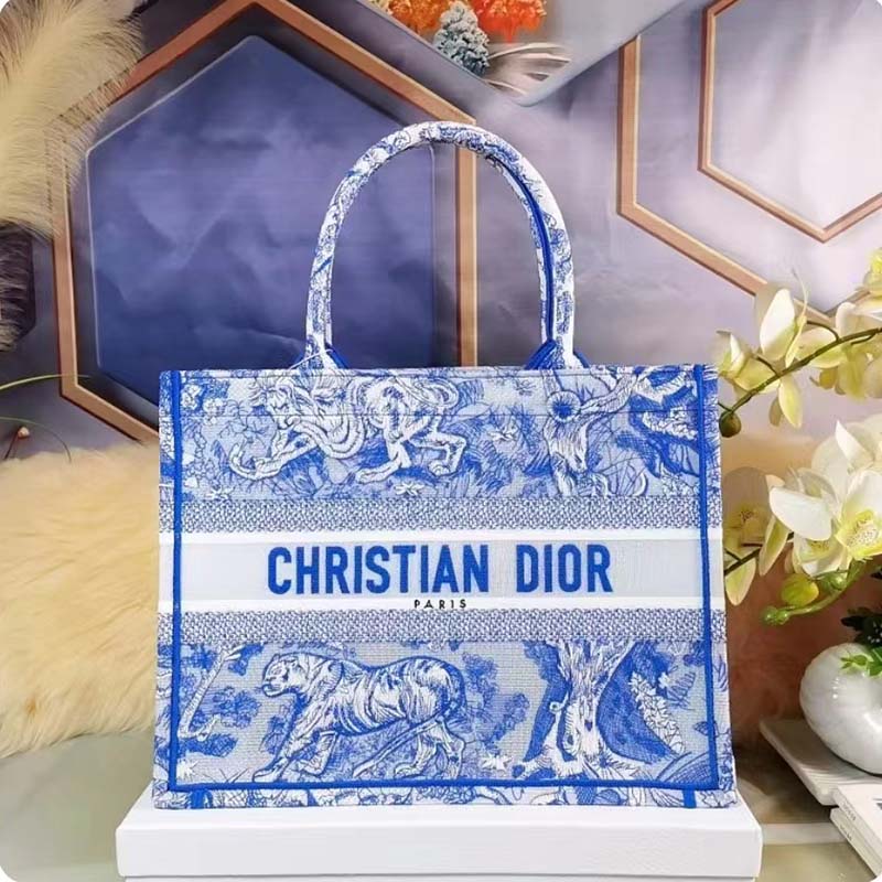Medium Dior Book Tote Bag In Fluorescent Blue Toile de Jouy Reverse Em -  Praise To Heaven