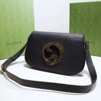 Gucci Women GG Blondie Shoulder Bag Black Leather Round Interlocking G (7)