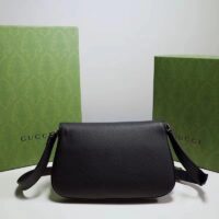 Gucci Women GG Blondie Shoulder Bag Black Leather Round Interlocking G (7)