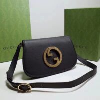 Gucci Women GG Blondie Shoulder Bag Black Leather Round Interlocking G (7)