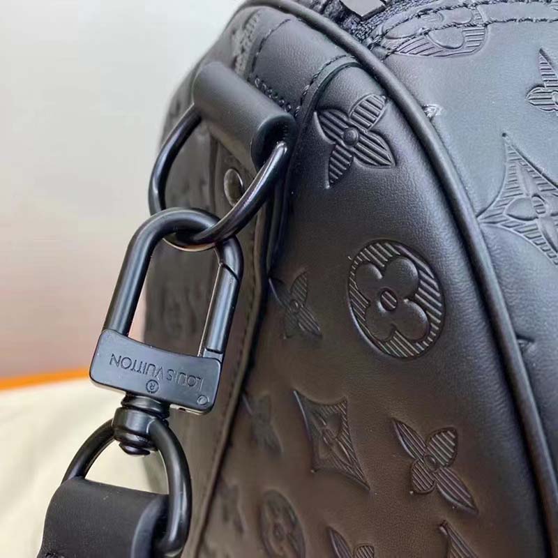 Louis Vuitton Black Monogram Shadow Leather Keepall Bandoulière 50, myGemma