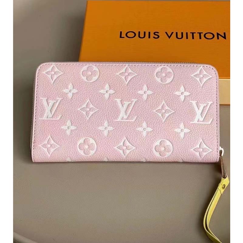 LOUIS VUITTON Zippy Wallet Round Long M81182 leather Monogram Denim Pink used  LV