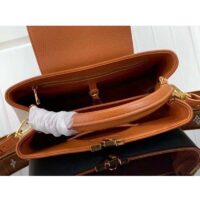 Louis Vuitton LV Women Capucines MM Handbag Caramel Brown Taurillon Leather Canvas (7)