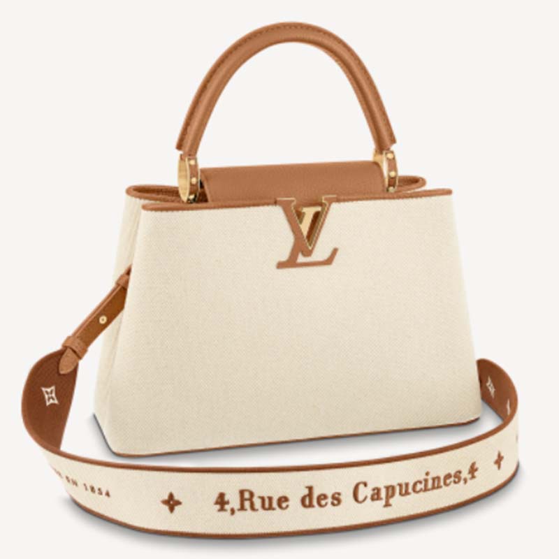 Louis Vuitton Caramel Leather & Beige Raffia Capucines MM, myGemma, QA