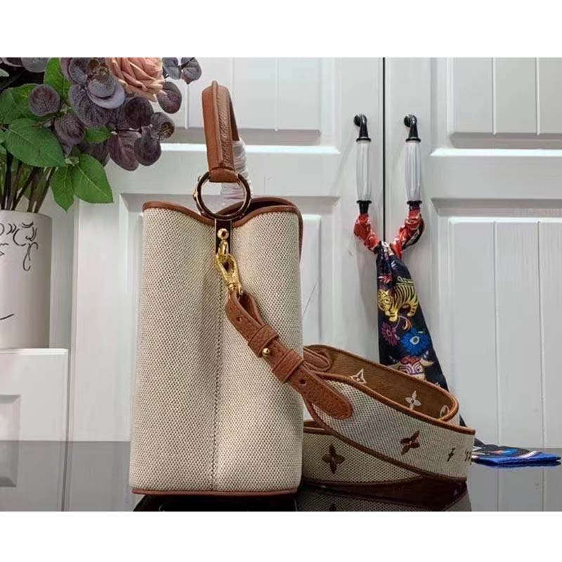 Louis Vuitton LV Women Capucines MM Handbag Caramel Brown Taurillon Leather  Canvas - LULUX