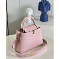 Louis Vuitton LV Women Capucines MM Handbag Pink Taurillon Leather Canvas (8)