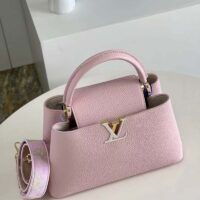 Louis Vuitton LV Women Capucines MM Handbag Pink Taurillon Leather Canvas (8)