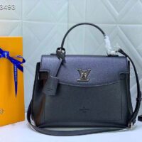 Louis Vuitton LV Women Lockme Ever MM Handbag Black Soft Grained Calfskin (10)