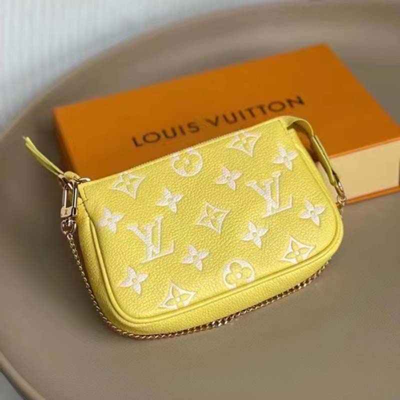 Louis Vuitton Mini Pochette Accessoires Yellow M46129 Monogram Empreinte Leather