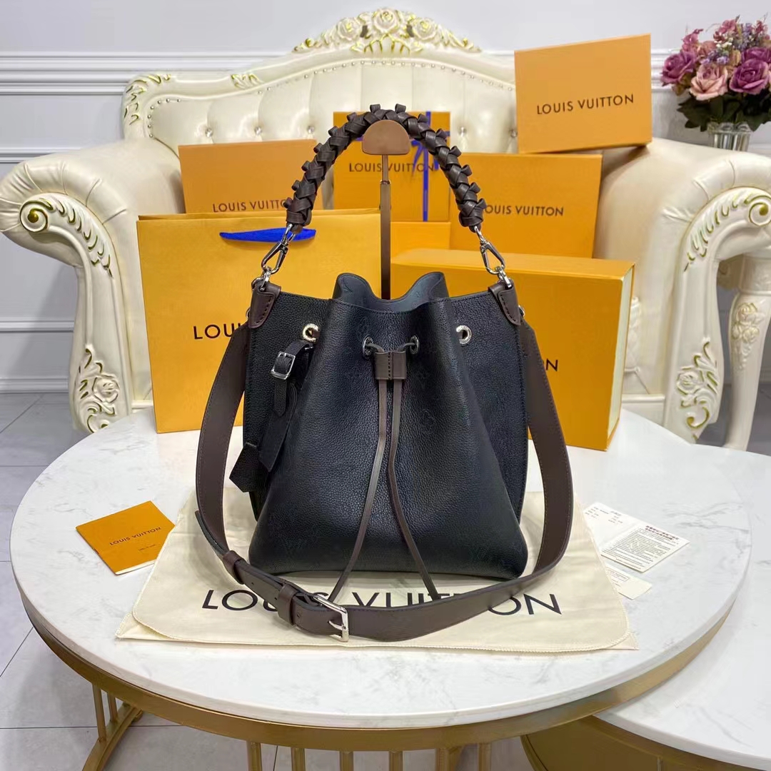 Louis Vuitton Muria Bucket Bag Mahina Leather Black 2364442