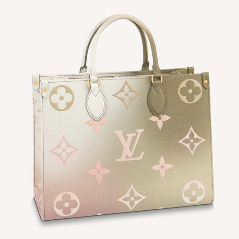 Louis Vuitton Monogram Sunset Kaki Neverfull mm Tote Bag with Pouch 89lk412s