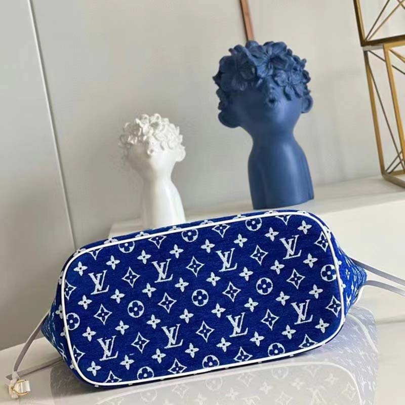 LV Louis Vuitton Neverfull MM Monogram Jacquard Velvet M46220 Tote bag Blue