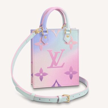 Louis Vuitton Women Petit Sac Plat Sunrise Pastel Monogram Coated Canvas Cowhide