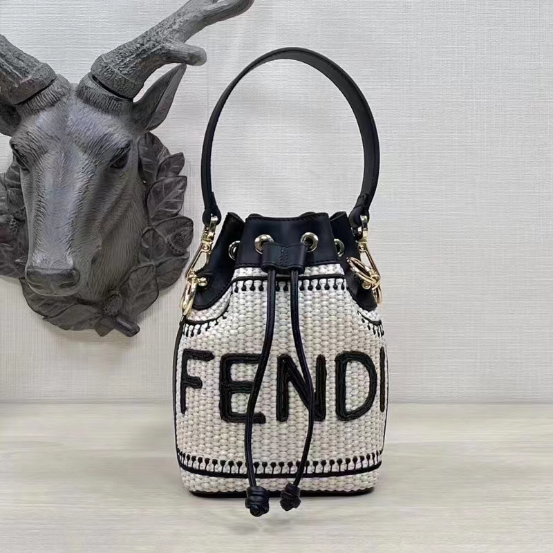 Women's Straw 'mon Tresor' Mini Bucket Bag by Fendi