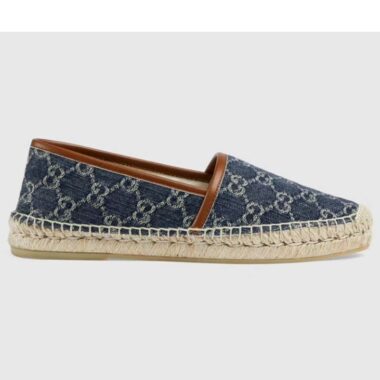 Gucci GG Unisex Jacquard Espadrille Navy Washed Organic GG Jacquard Denim