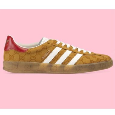 Gucci Unisex Adidas x Gucci Gazelle Sneaker Beige Brown Original GG Canvas