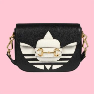 Gucci Unisex GG Adidas x Gucci Horsebit 1955 Mini Bag Black White Leather