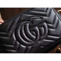 Gucci Women GG Marmont Matelassé Mini Bag Black Matelassé Chevron Leather Double G (5)