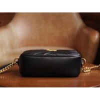 Gucci Women GG Marmont Matelassé Mini Bag Black Matelassé Chevron Leather Double G (5)