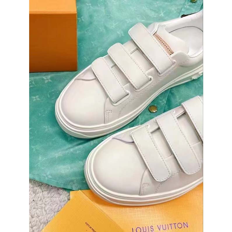 Replica Louis Vuitton Time Out Velcro Sneakers with Blue Velvet Heel