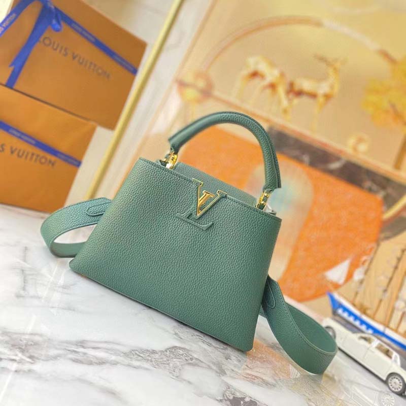 NEW Louis Vuitton Capucines Mini Taurillon Green Vert d'eau Handbag  Shoulder Bag
