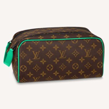 Louis Vuitton LV Unisex Dopp Kit Toilet Pouch Monogram Macassar Coated Canvas