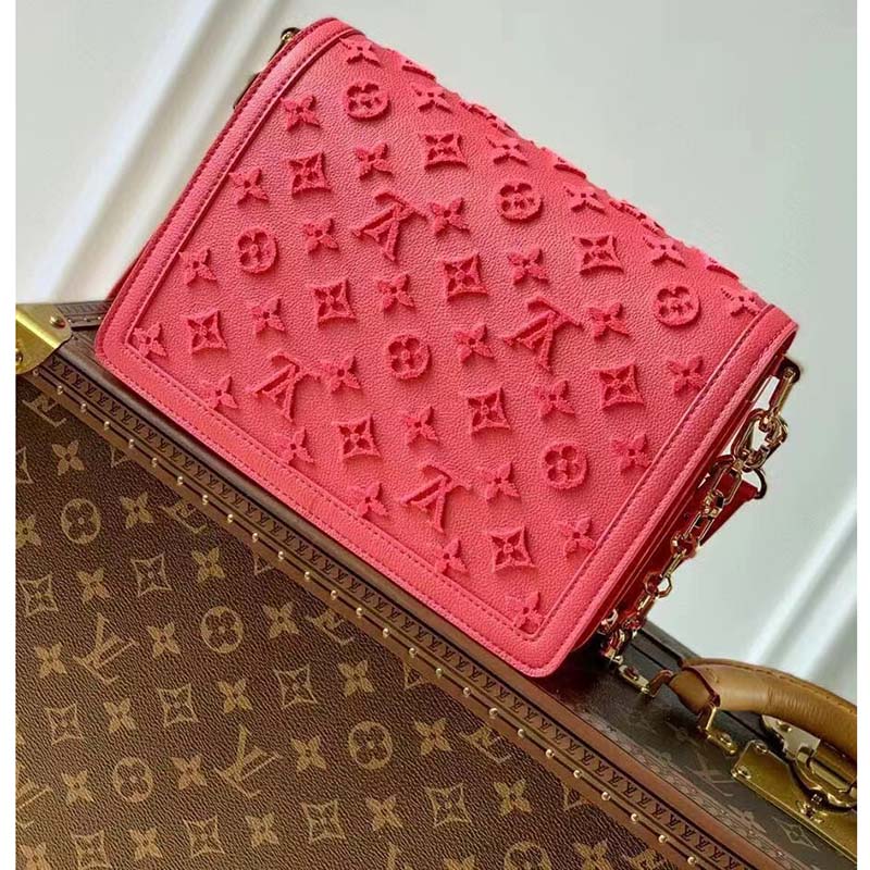 Louis Vuitton LV Women Mini Dauphine Handbag Fluo Pink Tufted Grained  Calfskin Leather - LULUX
