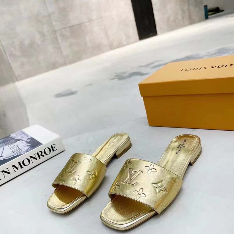Louis Vuitton® LV Isola Flat Mule Gold. Size 36.5 in 2023