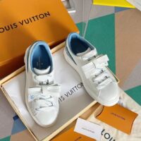 Louis Vuitton LV Women Time Out Sneaker Blue Calf Leather Rubber Outsole (10)